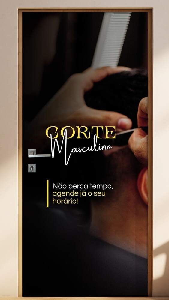 Adesivo Para Porta Para Barbearia Corte Masculino