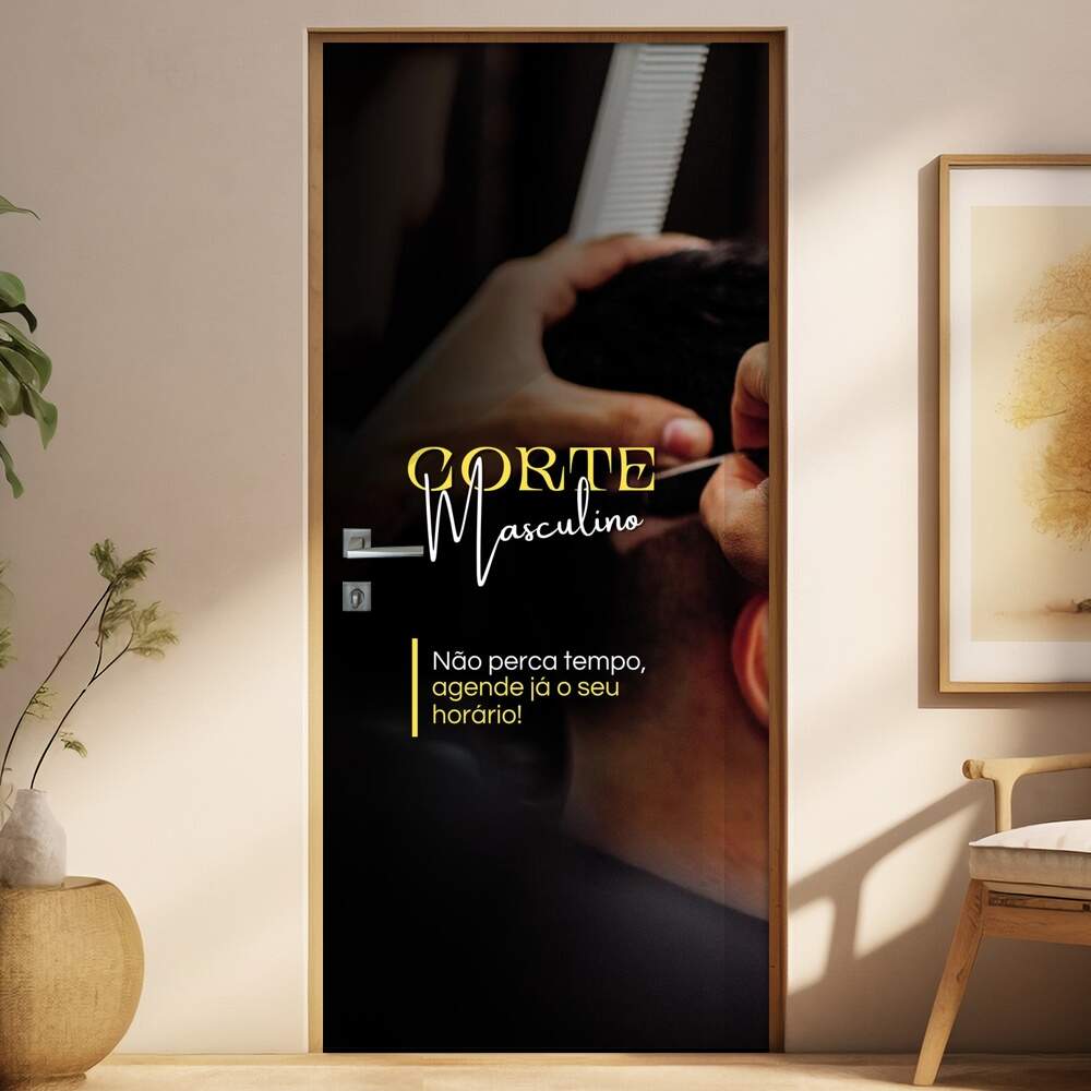 Adesivo Para Porta Para Barbearia Corte Masculino