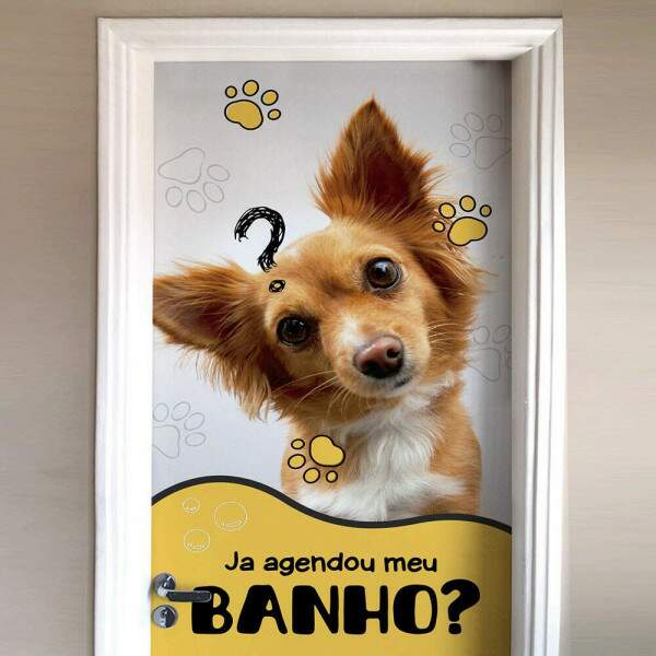 Adesivo Para Porta Para Pet Shop J Agendou Meu Banho?