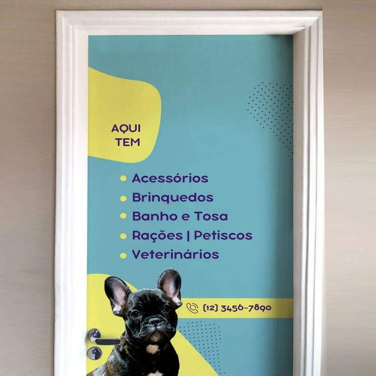 Adesivo Para Porta Pet Shop Aqui Tem