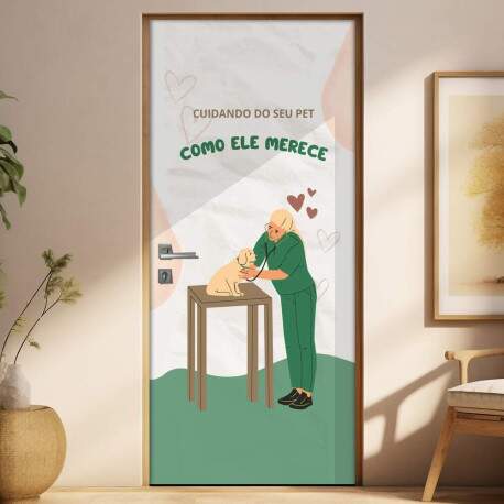 Adesivo Para Porta Para Veterinria Cuidando Do Seu Pet