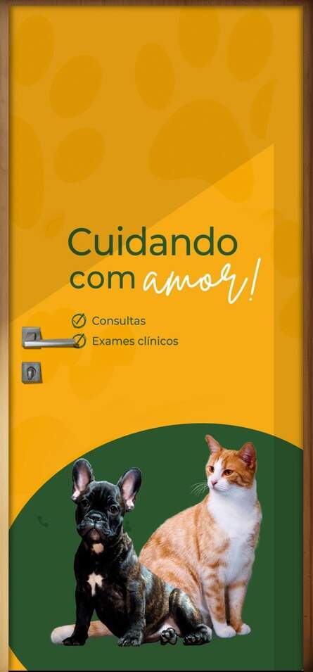 Adesivo Para Porta Para Veterinria Cuidando Com Amor