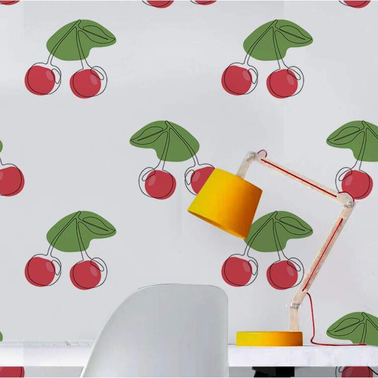 Papel de Parede Cereja Estilo One Line