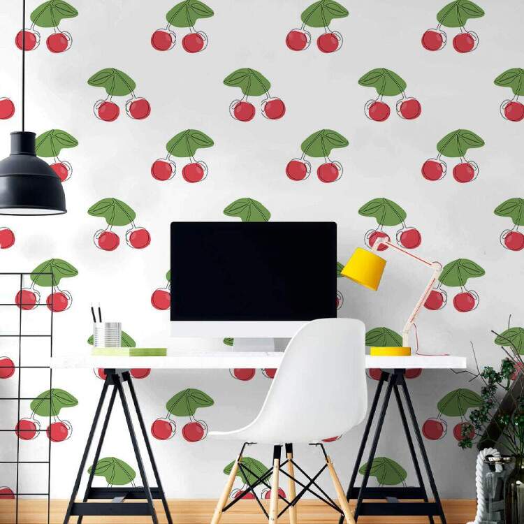 Papel de Parede Cereja Estilo One Line