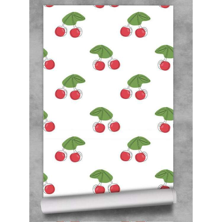 Papel de Parede Cereja Estilo One Line