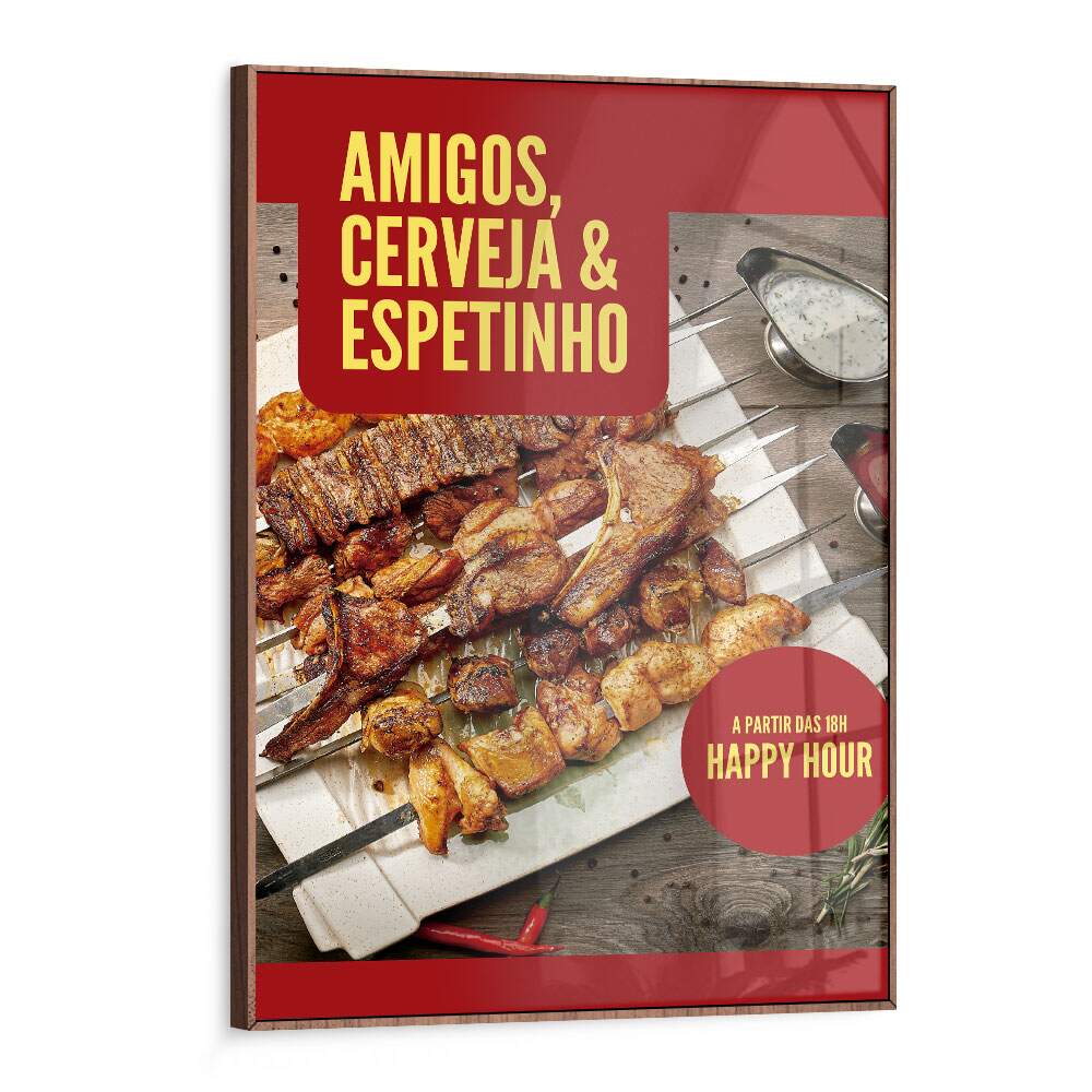 Quadro Decorativo Amigos, Cerveja & Espetinho