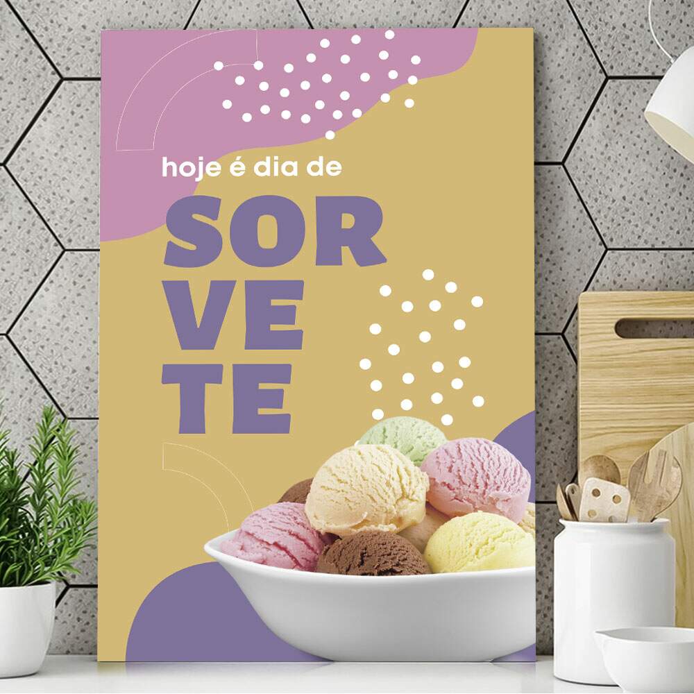 Quadro Decorativo para Sorveteria Hoje � Dia de Sorvete