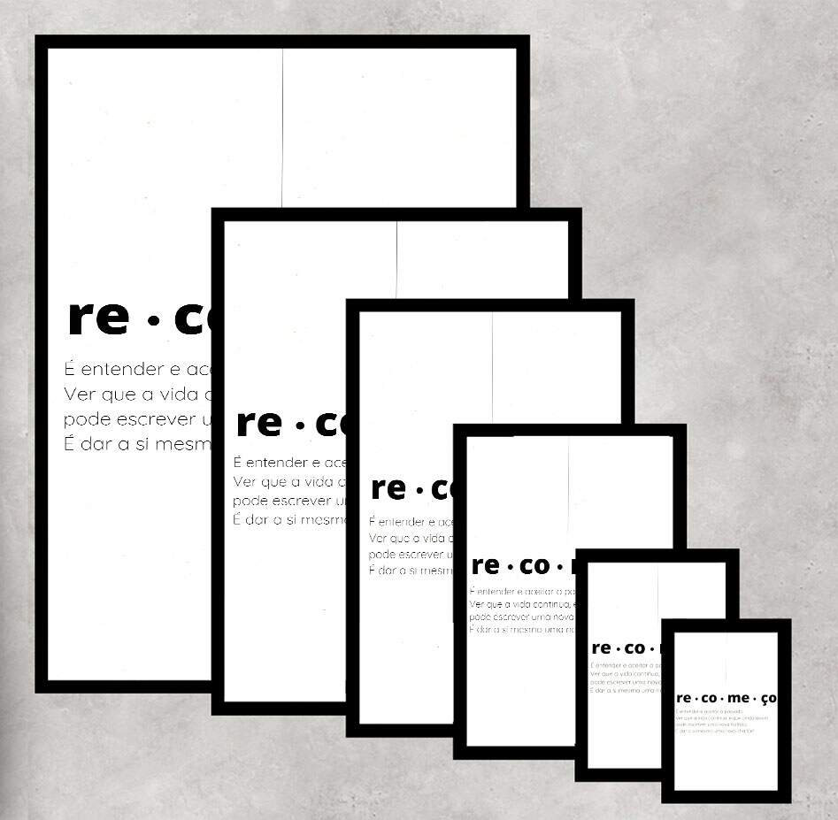 Quadro Decorativo Frase Recome�o