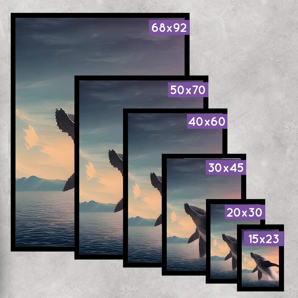 Quadro Decorativo Baleia com P�r-do-Sol