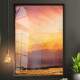Quadro Decorativo Barco e P�r-do-Sol Laranja