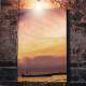 Quadro Decorativo Barco e P�r-do-Sol Laranja