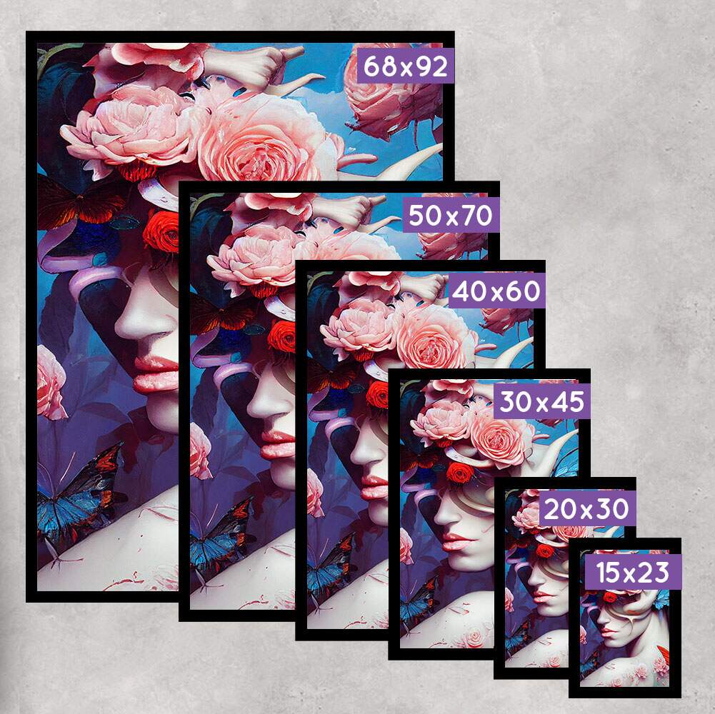 Quadro Decorativo Collage Flowers Est�tua de Mulher com Flores