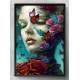 Quadro Decorativo Collage Flowers Rosto de Mulher com Flores e Borboletas