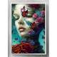 Quadro Decorativo Collage Flowers Rosto de Mulher com Flores e Borboletas
