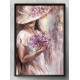 Quadro Decorativo Collage Flowers Mulher de Chap�u com Flores