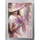 Quadro Decorativo Collage Flowers Mulher de Chap�u com Flores
