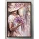 Quadro Decorativo Collage Flowers Mulher de Chap�u com Flores