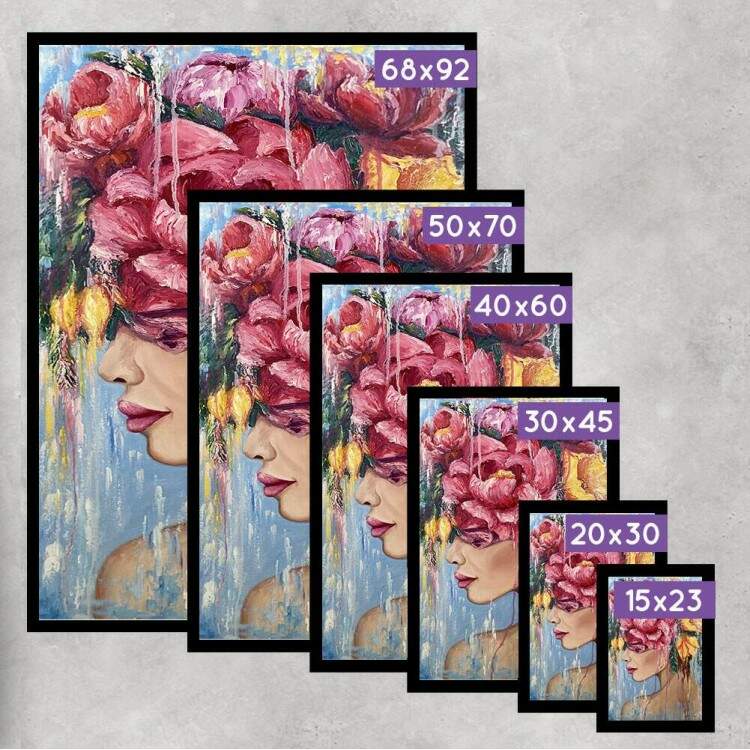 Quadro Decorativo Collage Flowers Pintura de Mulher com Flores na Cabea