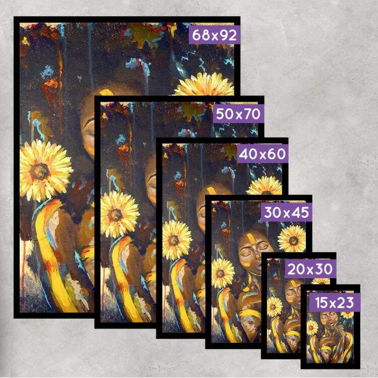 Quadro Decorativo Collage Flowers Mulher Pintada com Girassol