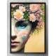Quadro Decorativo Collage Flowers Mulher com Rosto Pintado e Flores na Cabe�a