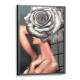 Quadro Decorativo Collage Flowers Mulher com Olhos Tampados Por Rosa Cinza