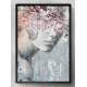 Quadro Decorativo Collage Flowers Mulher com Olhos Tampados Por Rosa Tons de Cinza