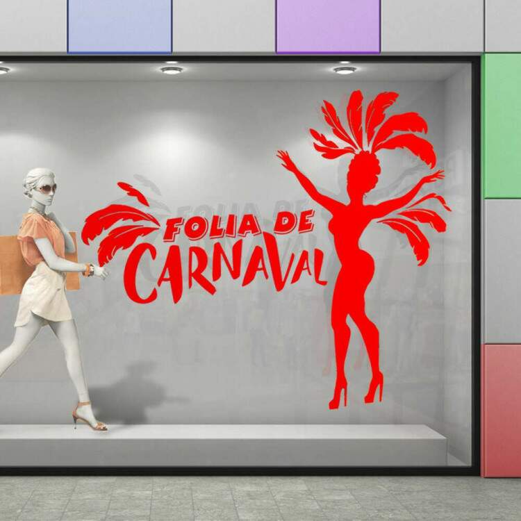 Adesivo Para Vitrine Folia de Carnaval