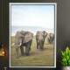 Quadro Decorativo Elefantes com Montanhas no Fundo