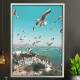 Quadro Decorativo Gaivotas na Beira do Mar