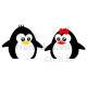 Adesivo de Geladeira Fam�lia de Pinguins com Flores