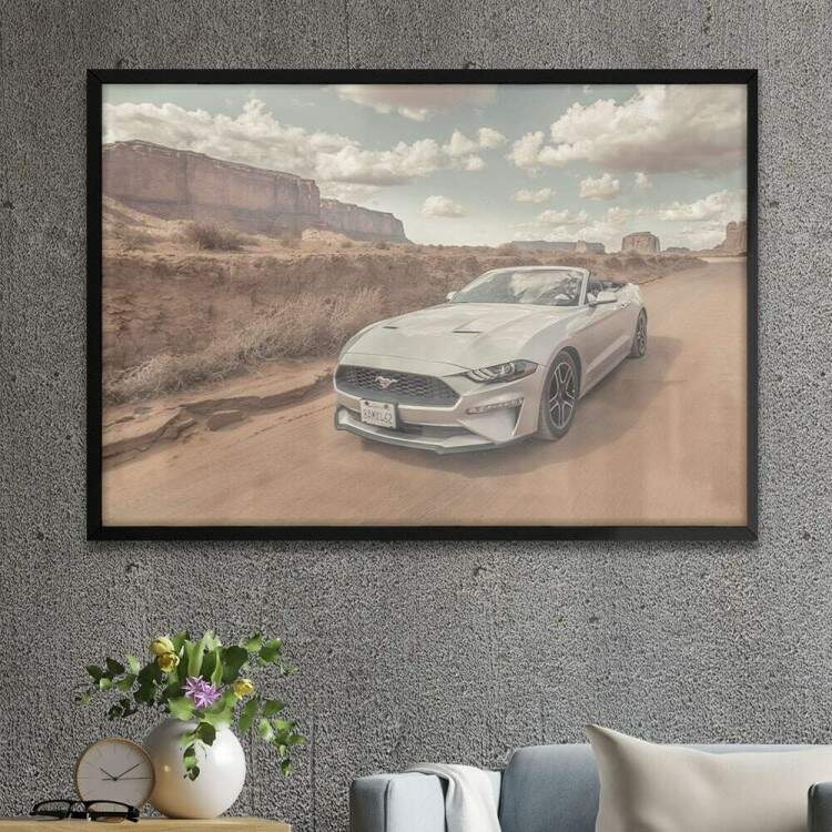 Quadro Decorativo Carro Mustang Branco