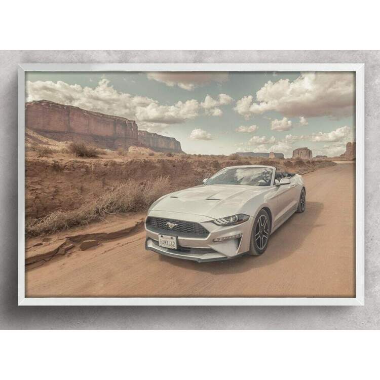 Quadro Decorativo Carro Mustang Branco