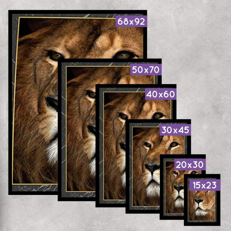 Kit 3 Quadros Decorativos Perfil de Leo com Fundo Mrmore