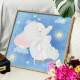 Quadro Decorativo Infantil Elefante no Balan�o Fundo C�u Estrelado