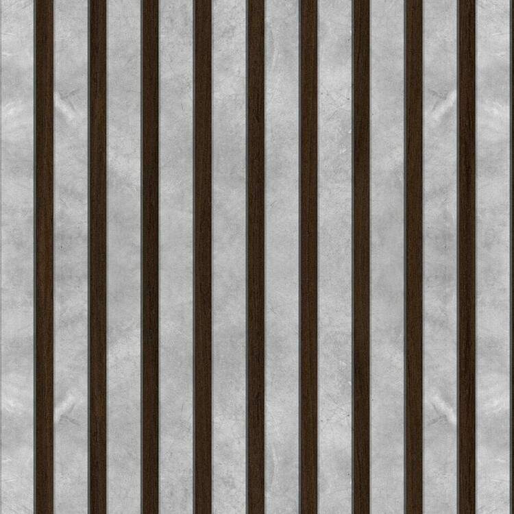 Papel de Parede Madeira Ripado Cimento Queimado