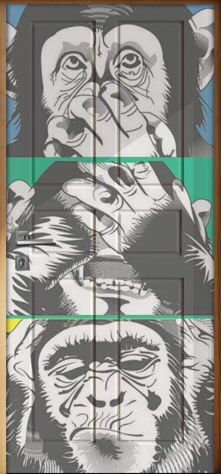 Adesivo Para Porta 3 Macacos