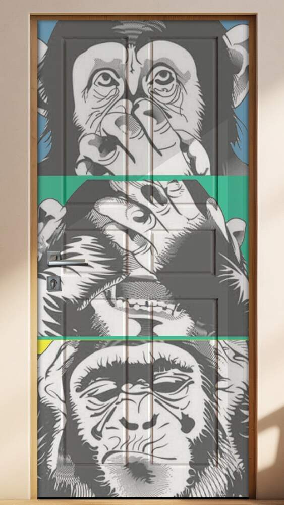 Adesivo Para Porta 3 Macacos