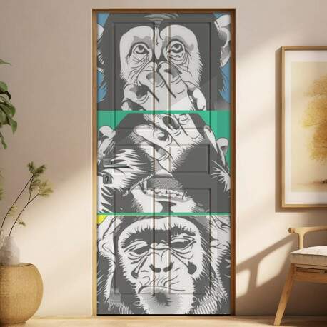 Adesivo Para Porta 3 Macacos