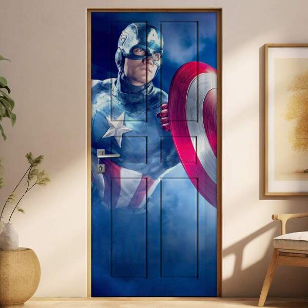 Adesivo para Porta Personagem de Filme com Escudo