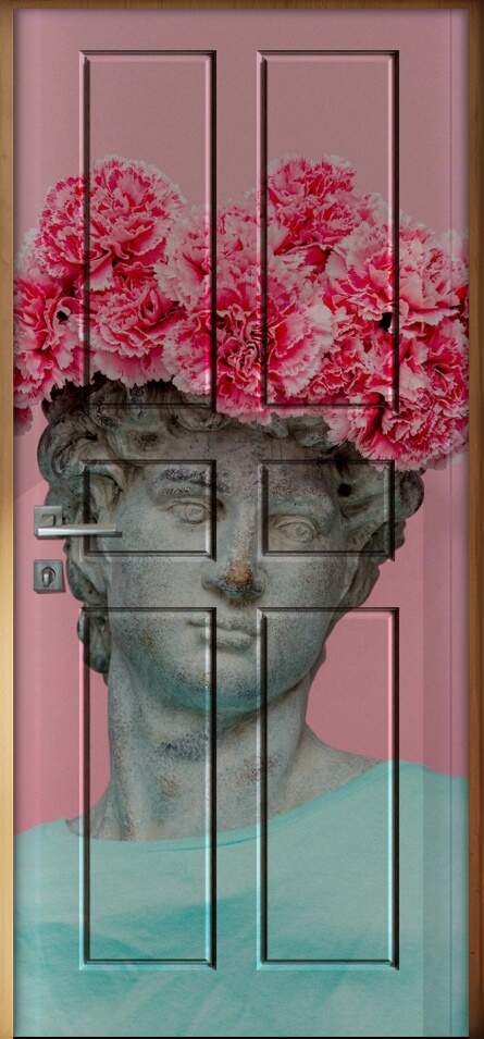 Adesivo para Porta Esttua com Flores