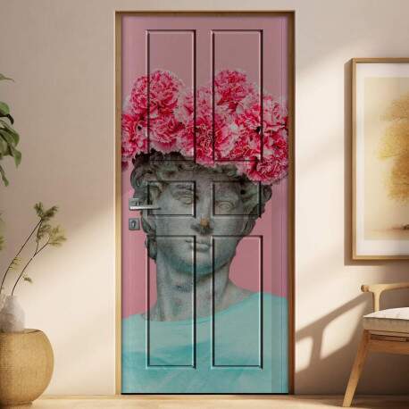 Adesivo para Porta Esttua com Flores