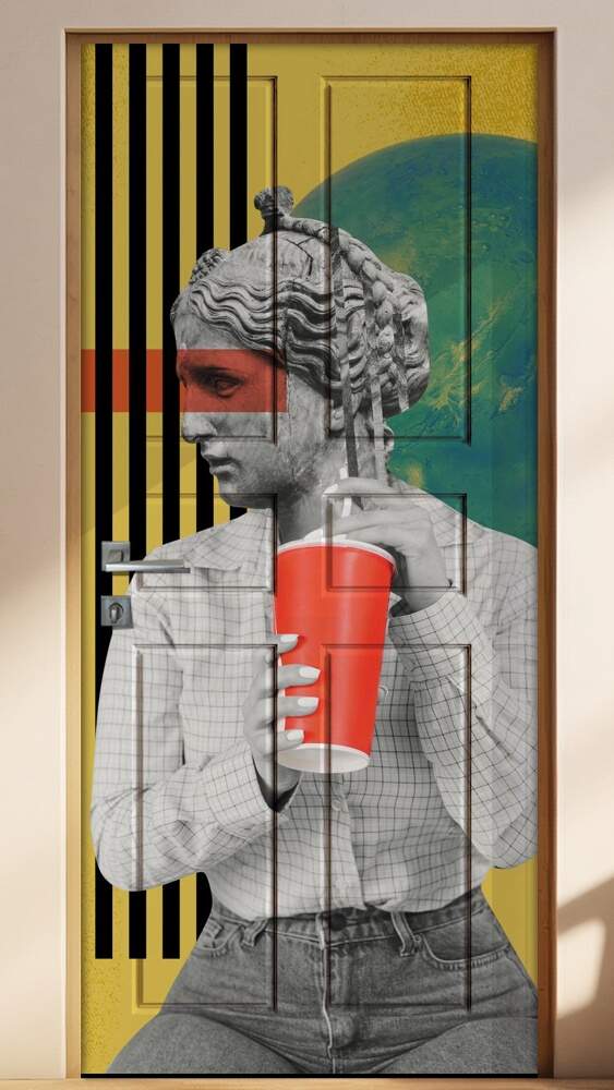 Adesivo para Porta Est�tua com Refrigerante