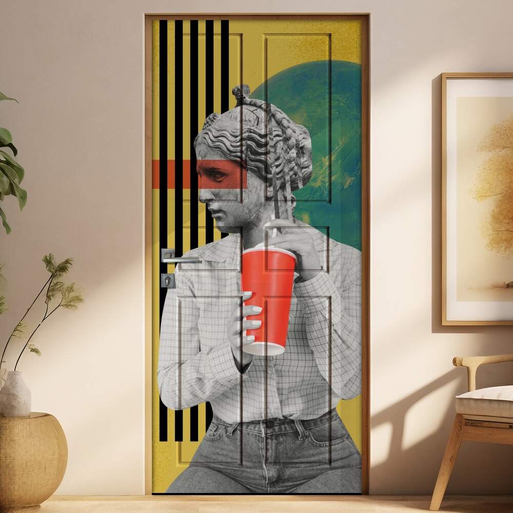 Adesivo para Porta Esttua com Refrigerante