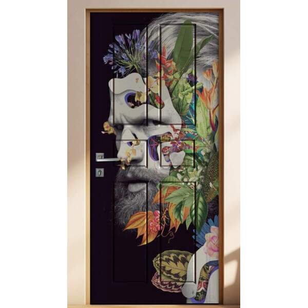 Adesivo Para Porta Abstrato Homem Com Flores