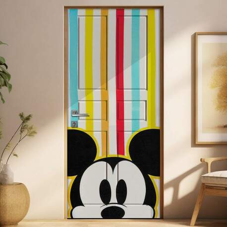 Adesivo para Porta Mickey com Fundo Listrado