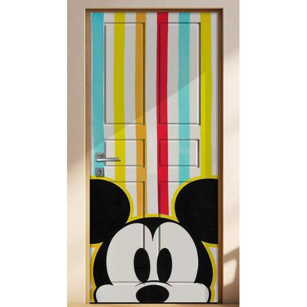 Adesivo para Porta Mickey com Fundo Listrado