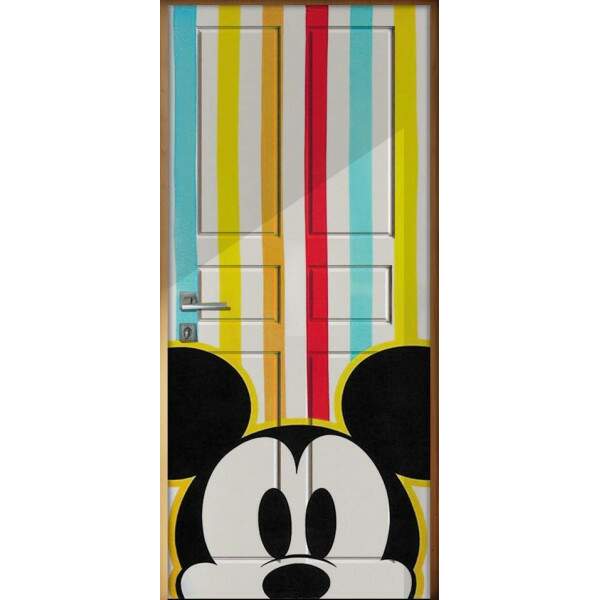 Adesivo para Porta Mickey com Fundo Listrado