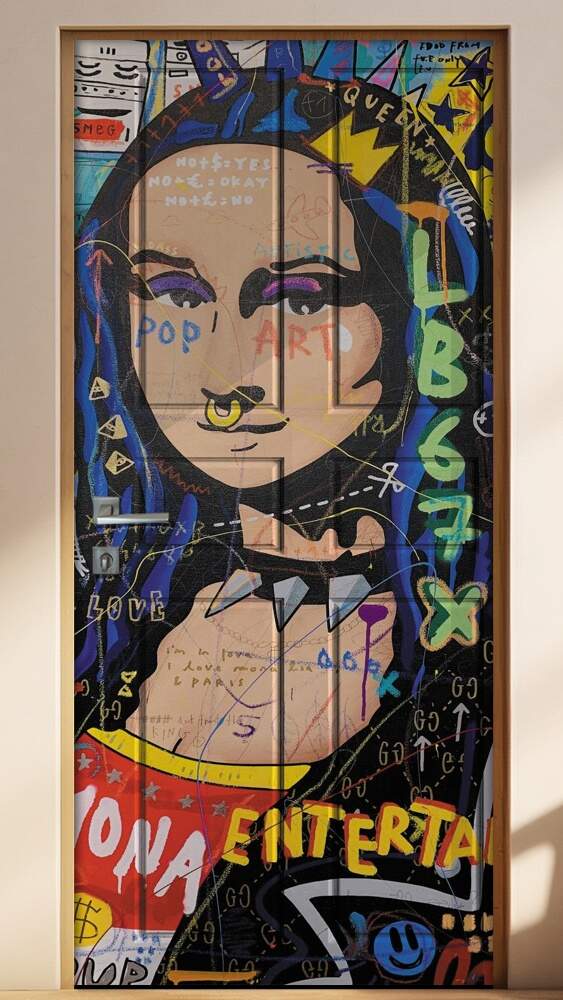 Adesivo para Porta Monalisa em Pop Art