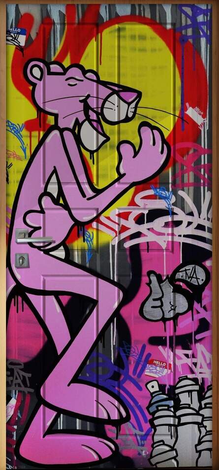 Adesivo para Porta Pantera Cor de Rosa