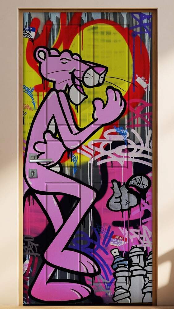 Adesivo para Porta Pantera Cor de Rosa